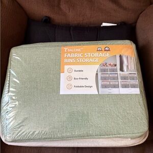 Green Fabric Storage Bin Baleine 2 pkg .  15x11x9.5 new in sealed package